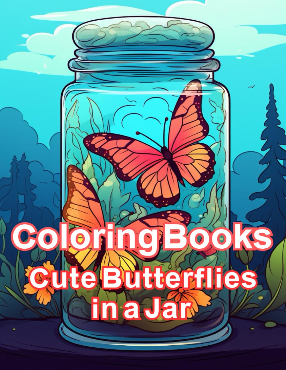 Coloring Books Cute Butterflies in a Jar