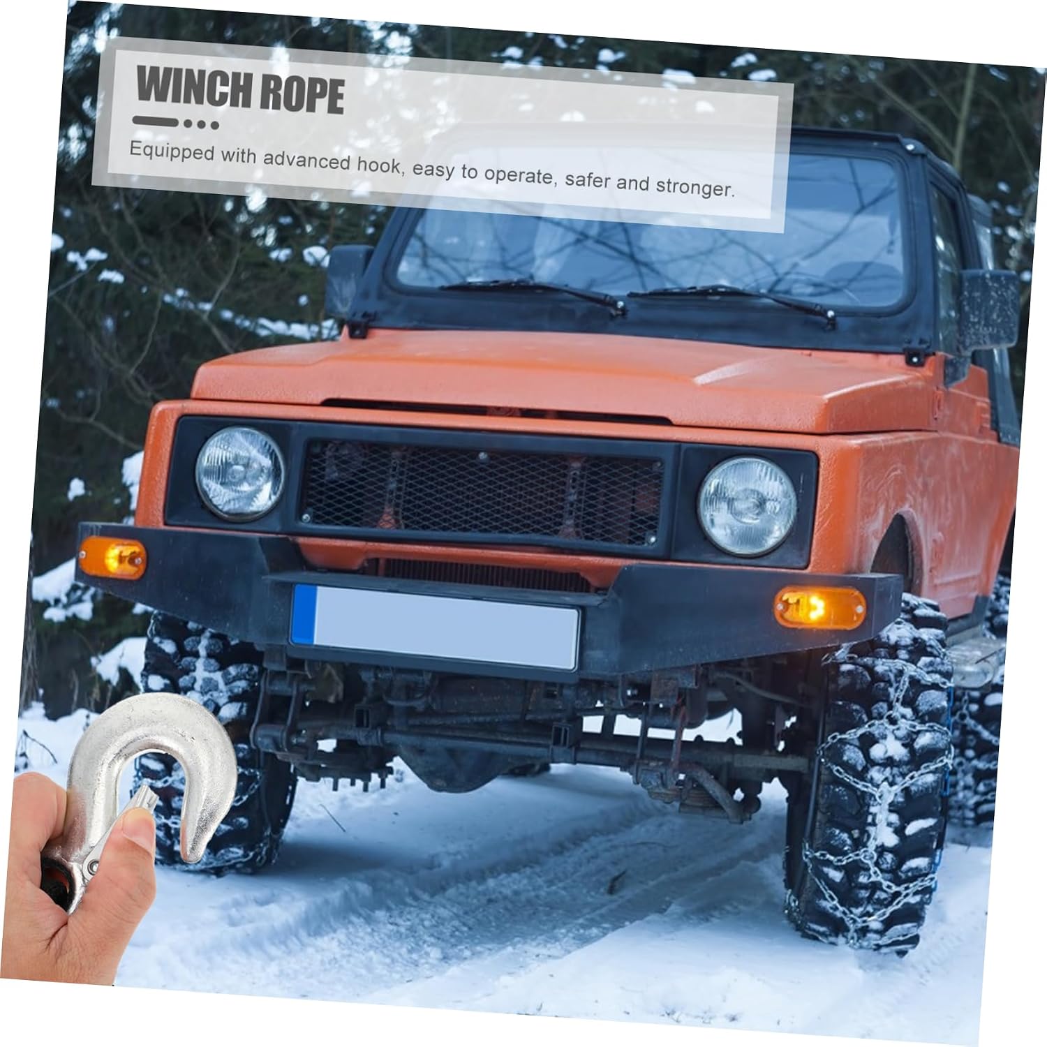Marine Winch Strap with Hook Heavy-Duty Polyester Manual Winch Belt for Boat Trailer Loading and Retrieval and Sturdy Design