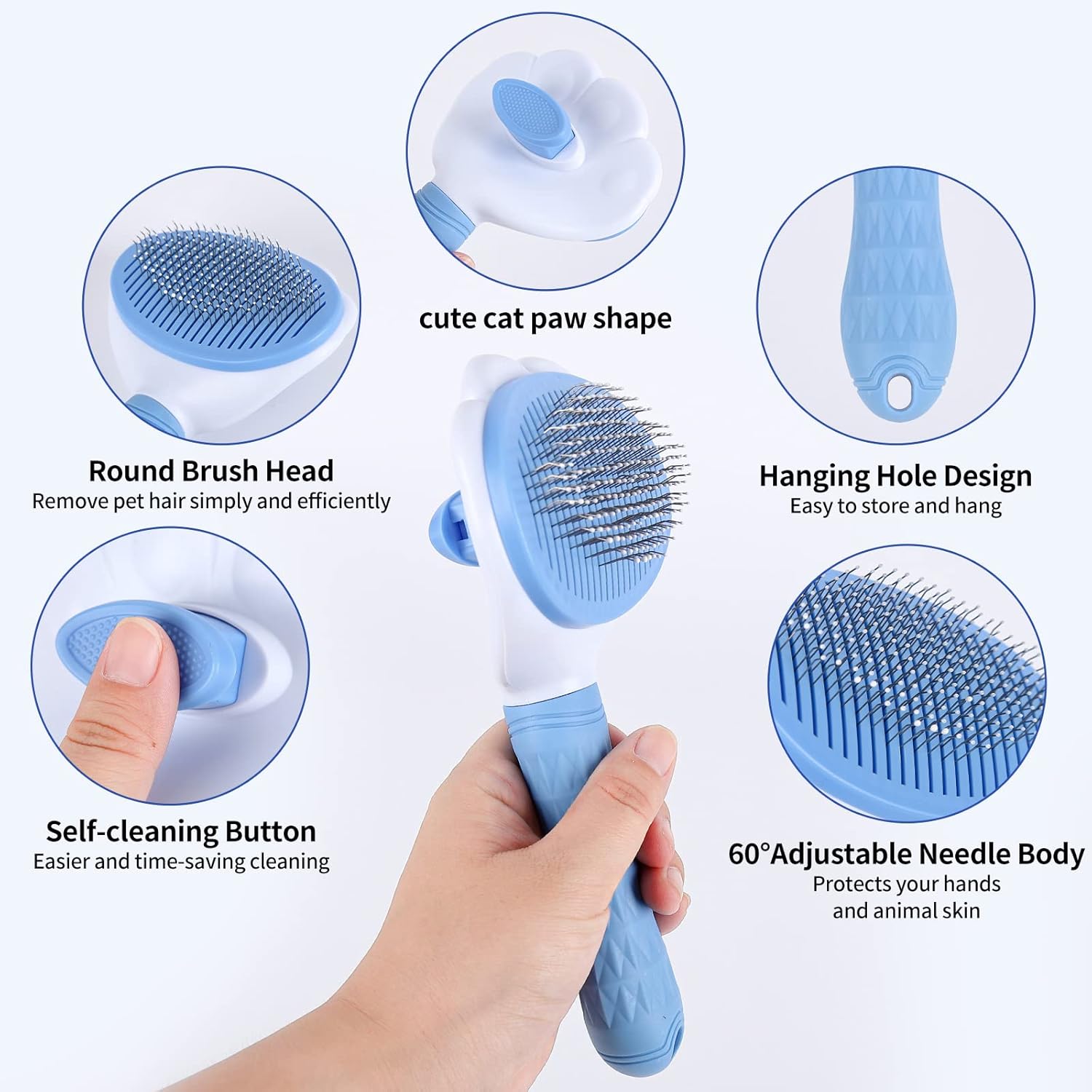 GLAITC Dog Brush,Cat Dog Comb Brush Self Cleaning Slicker Cat Grooming