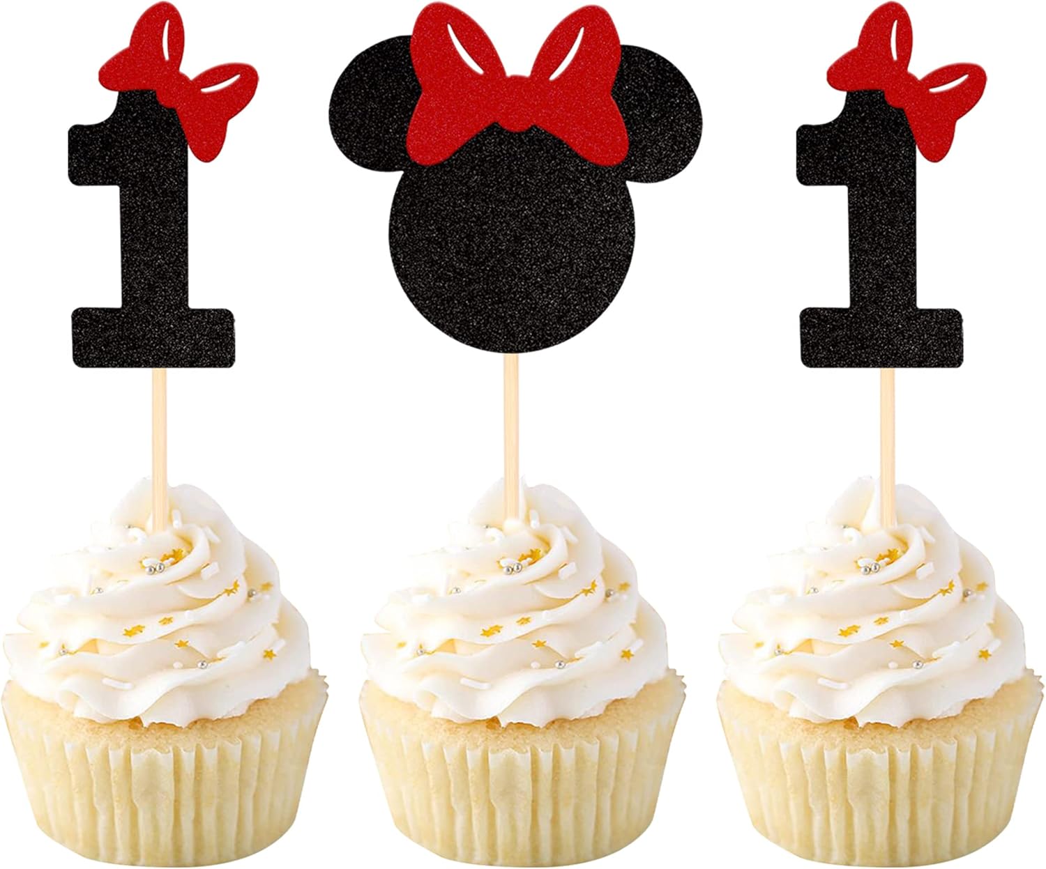 Amazon.com: 24 Pack 1st Birthday Party Cupcake Toppers Number 1 Mini ...