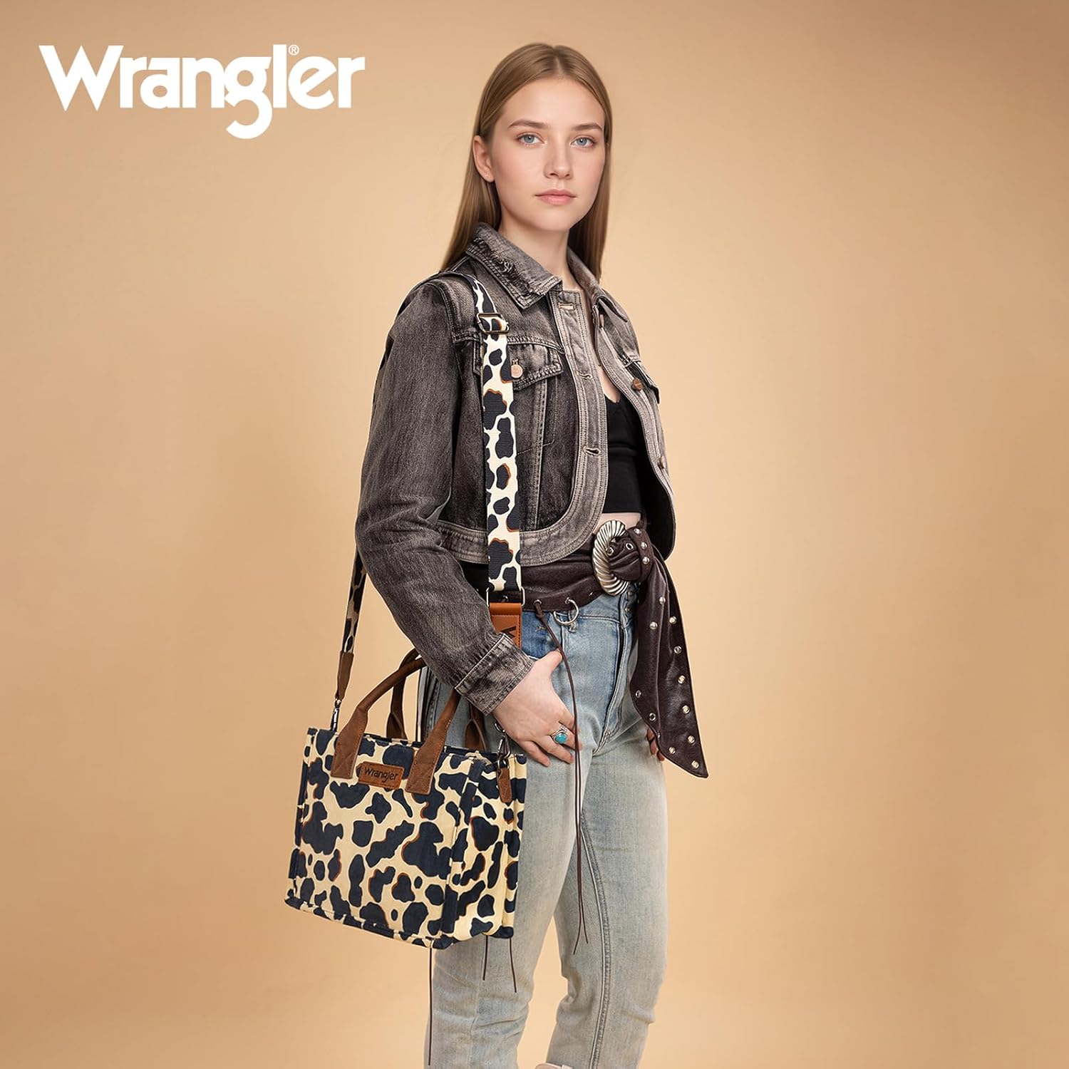 Wrangler Cow Print Small Crossbody Bags for Women Designer Purses Top-Handle Handbags - Image 2