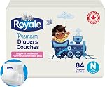Royale Premium Diapers, Size NB (Up to 10 lb), 84 Count, Disposable Baby Diapers