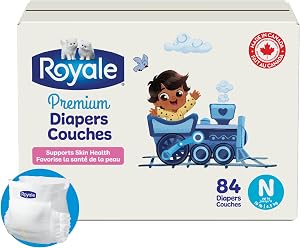 Royale Premium Diapers, Size NB (Up to 10 lb), 84 Count, Disposable Baby Diapers