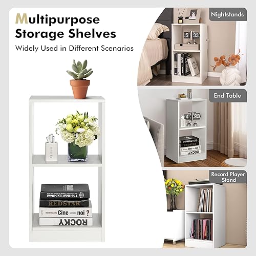 Miniatura 10 de Tangkula Juego de 2 estanterías de 2 cubos, 2 estantes con dispositivo anticaída, estante pequeño para espacios pequeños, estantería abierta de