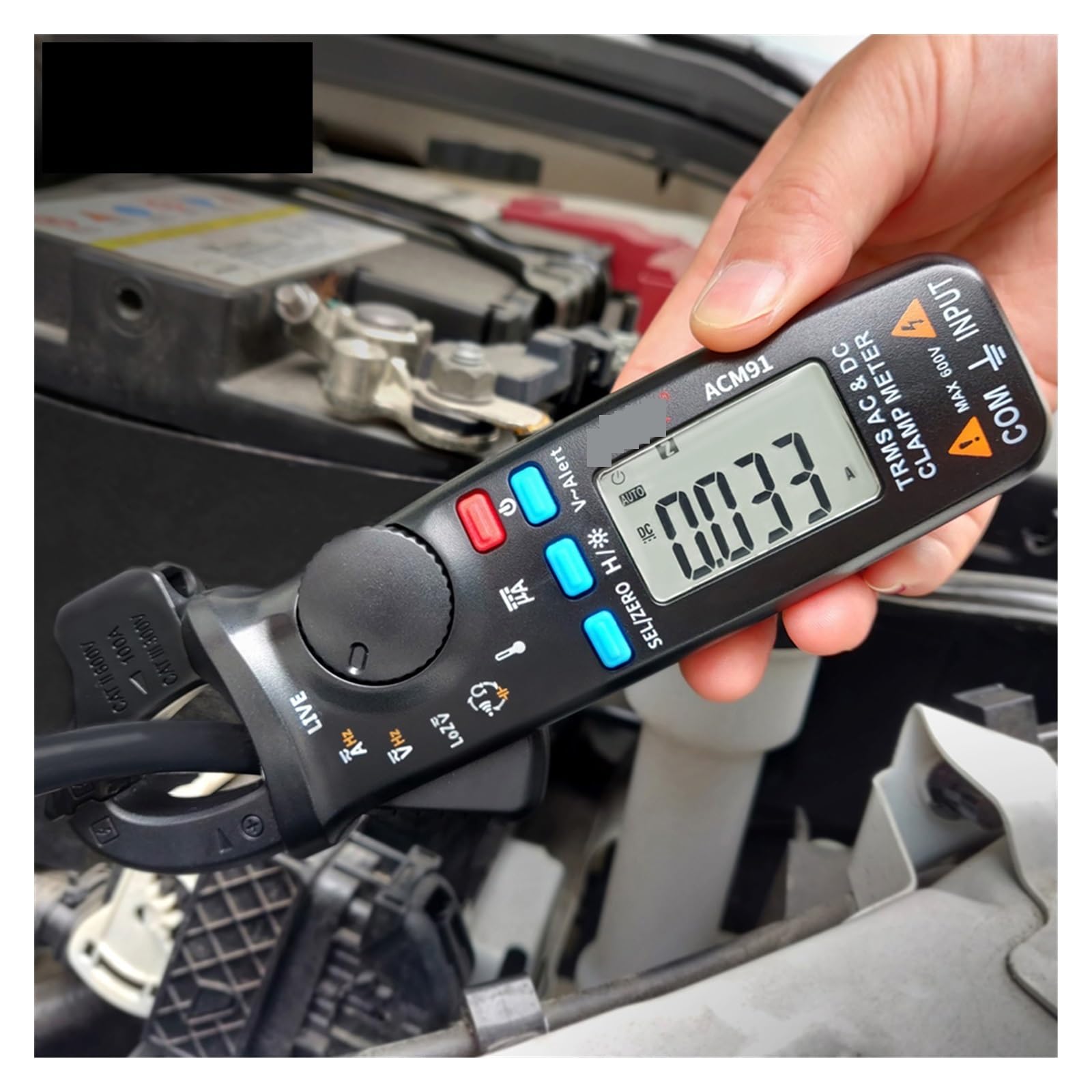 Pinza amperimétrica digital, Medidor De Pinza Digital Profesional, Amperímetro Precisión 1mA, Abrazadera DC AC 100A, Multímetro, Probador Voltaje Reparación Automática(ACM91Black and T1101)