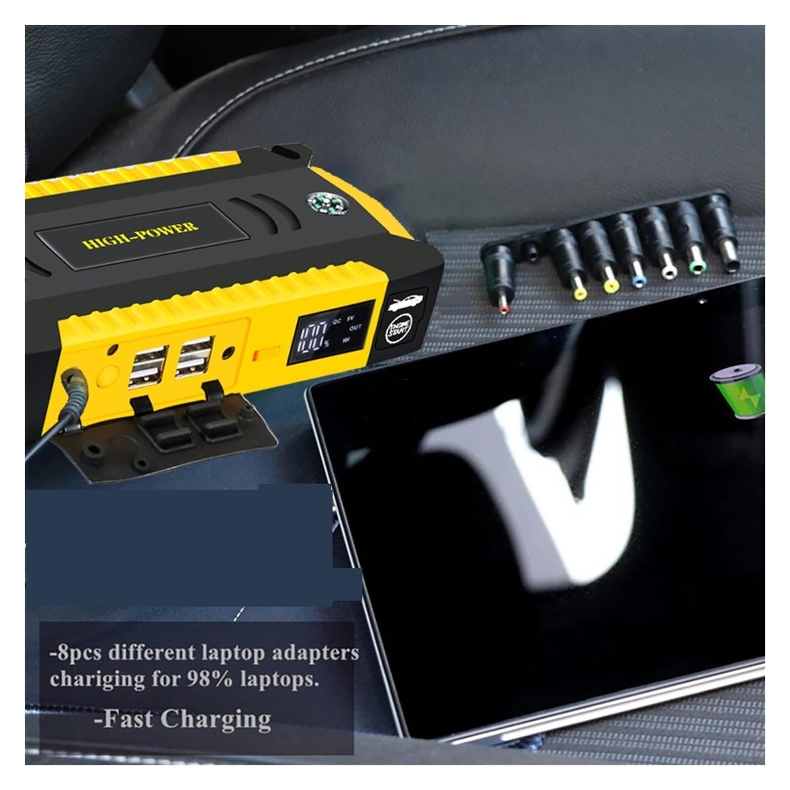 Awaryjna Ładowarka Samochodowa 16000mAh Urządzenie Do Awaryjnego Uruchamiania Power Bank 12V Przenośne Urządzenie Rozruchowe Do Benzyny Diesel Booster Szybkie I Wydajne łAdowanie(Yellow)