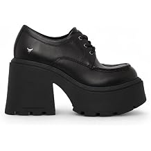 Windsorsmith Womens Black Leather Chunky Platform Lace-Up Loafer Shoes | Casual Shoes