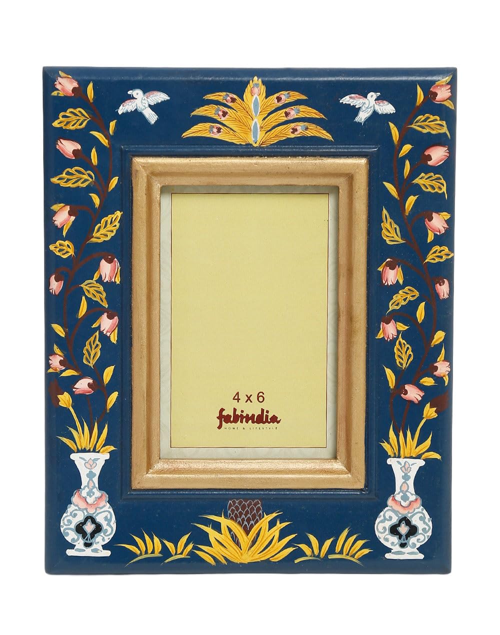 Fabindia Pashav Hand-Painted Photo Frame | 4 X 6 Inch Image Size-image-12