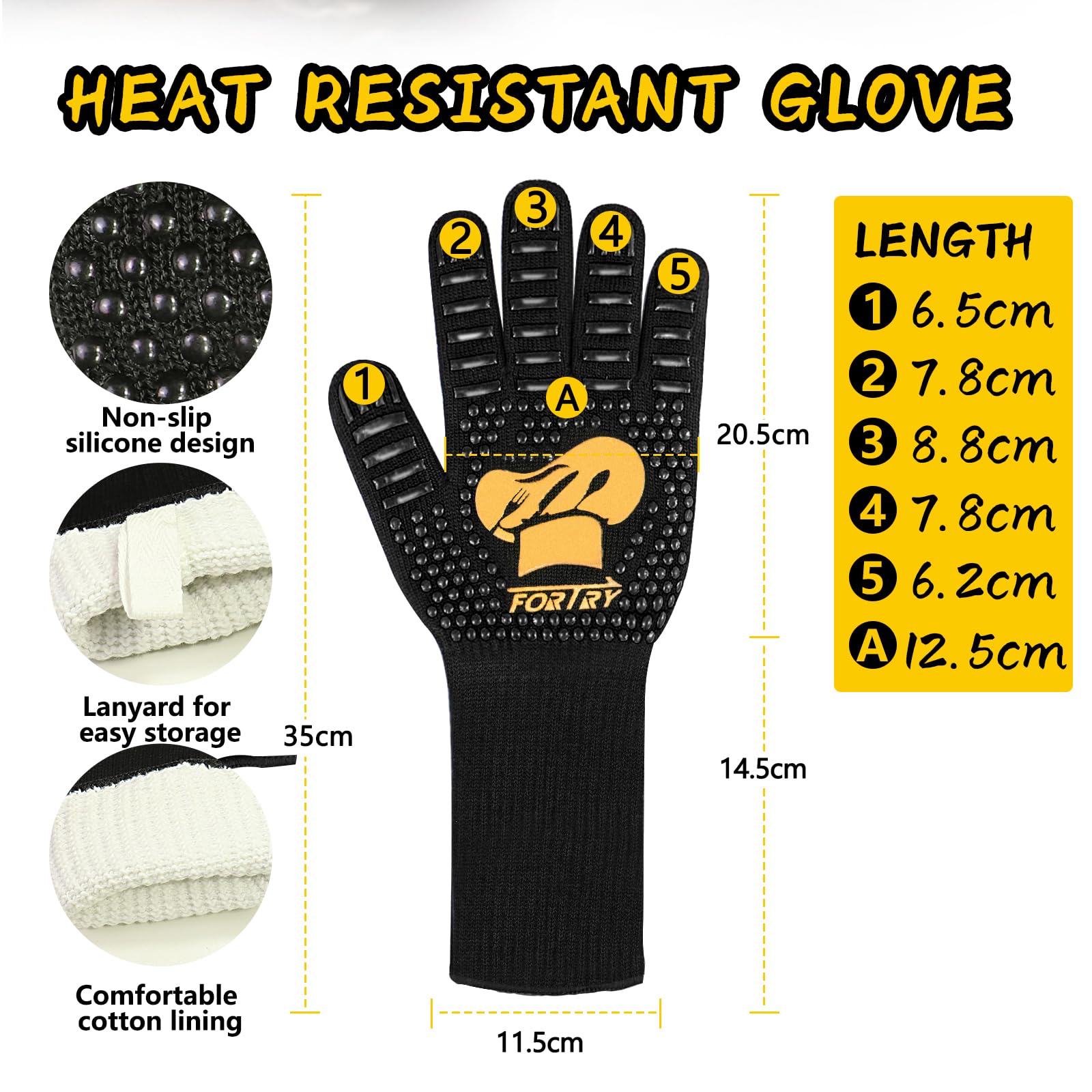 Gants De BBQ Résistants à 800°C - Longs Et Antidérapants - Lot De 2