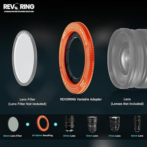 Miniatura 56 de H&Y Adaptador Step Up Rings Adaptador de filtro de lente de anillo escalonado variable 2.638-3.228 in a 3.228 in rojo, serie RevoRing