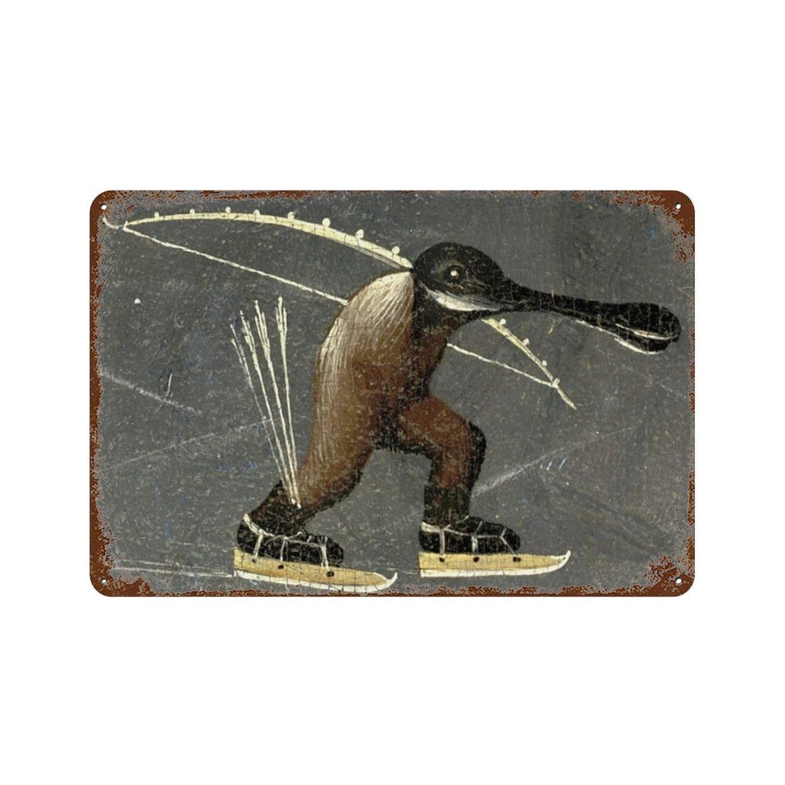 xiaoxiaoshen Ice Skating Monster on The Right Panel of Ellie Park Wall Decor Art Metal Tin Poster Modern Home Decor Art Home Bar Shop Decorations Vintage Sign 20x30cm