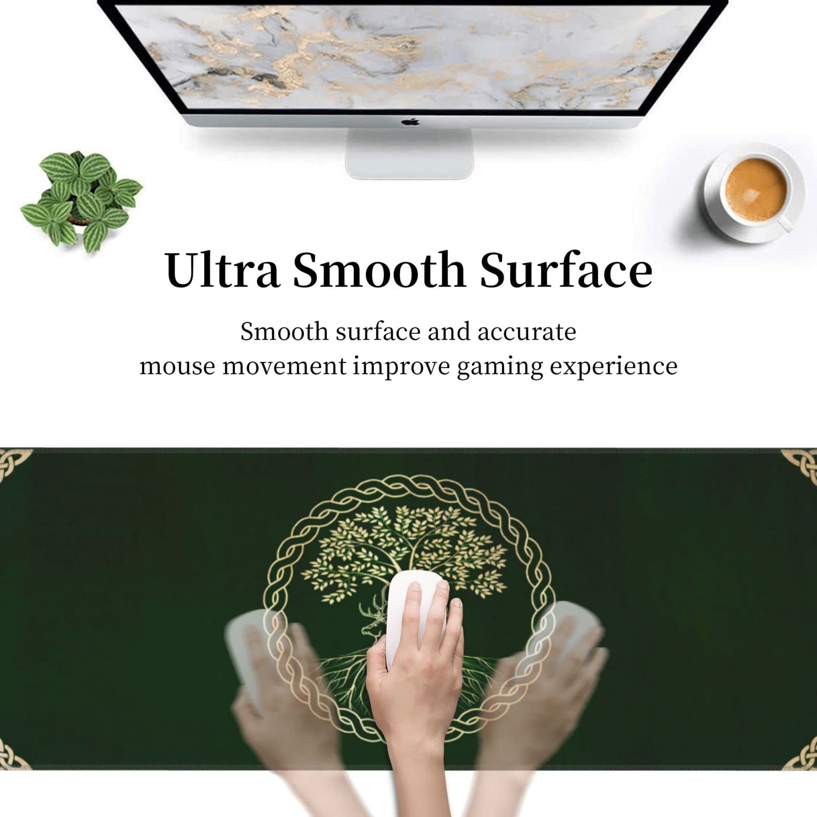 Ritual Celta Nórdica Vikinga Diosa Wicca Yule Gaming Teclado Alfombrilla de Ratón Accesorios Gigante Extendida XL con Borde Cosido y Base de Goma Antideslizante para Hogar y Oficina (80 x 30 cm)
