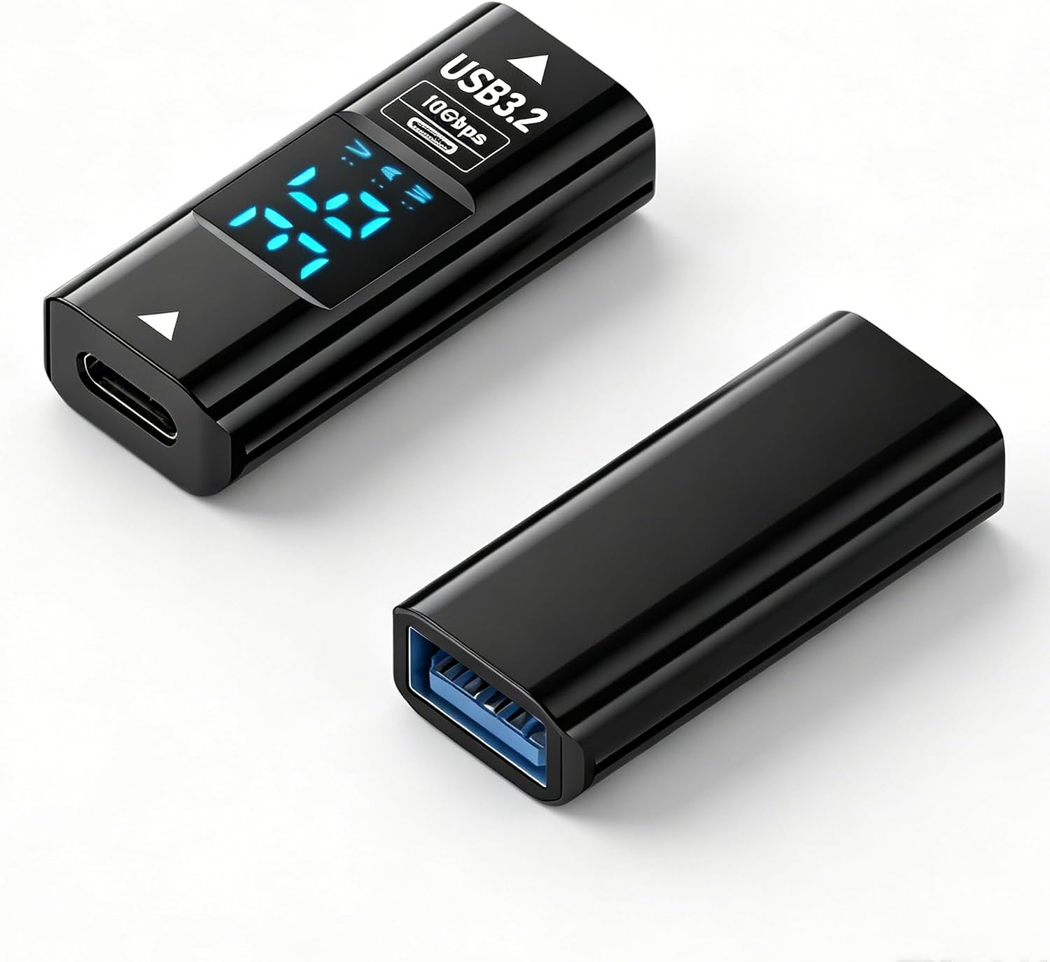 USB to USB C Converter Type C Expander with Digital LED Display(2Pack) | 10Gbps USB C Female to USB 3.2 Female Connector for PC,Fast Charging and Data Transfer,for PC,Laptop,Mobile Phone