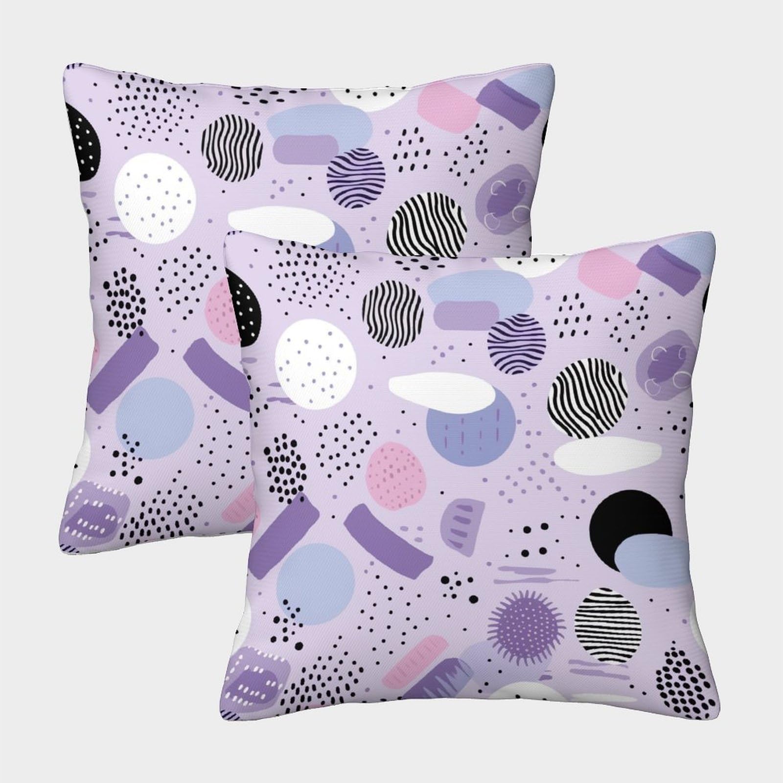 GPARSDDIO Purple Stripes Decorative Square Cushion Covers with Invisible Zipper Throw Pillow 2pc set for Sofa Bed Couch Chair 40x40cm