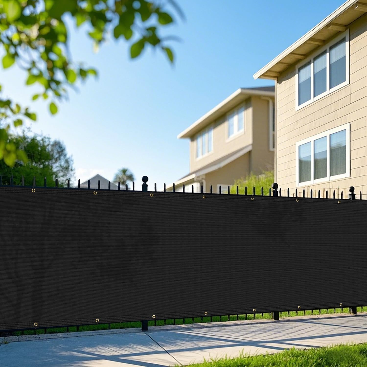 4' x 19'10" Privacy Fence Screen with Brass Grommets Heavy Duty Fencing Cover Windscreen Mesh Shade Net Cover Zip Ties Included for Backyard Garden Patio Outdoor, Black