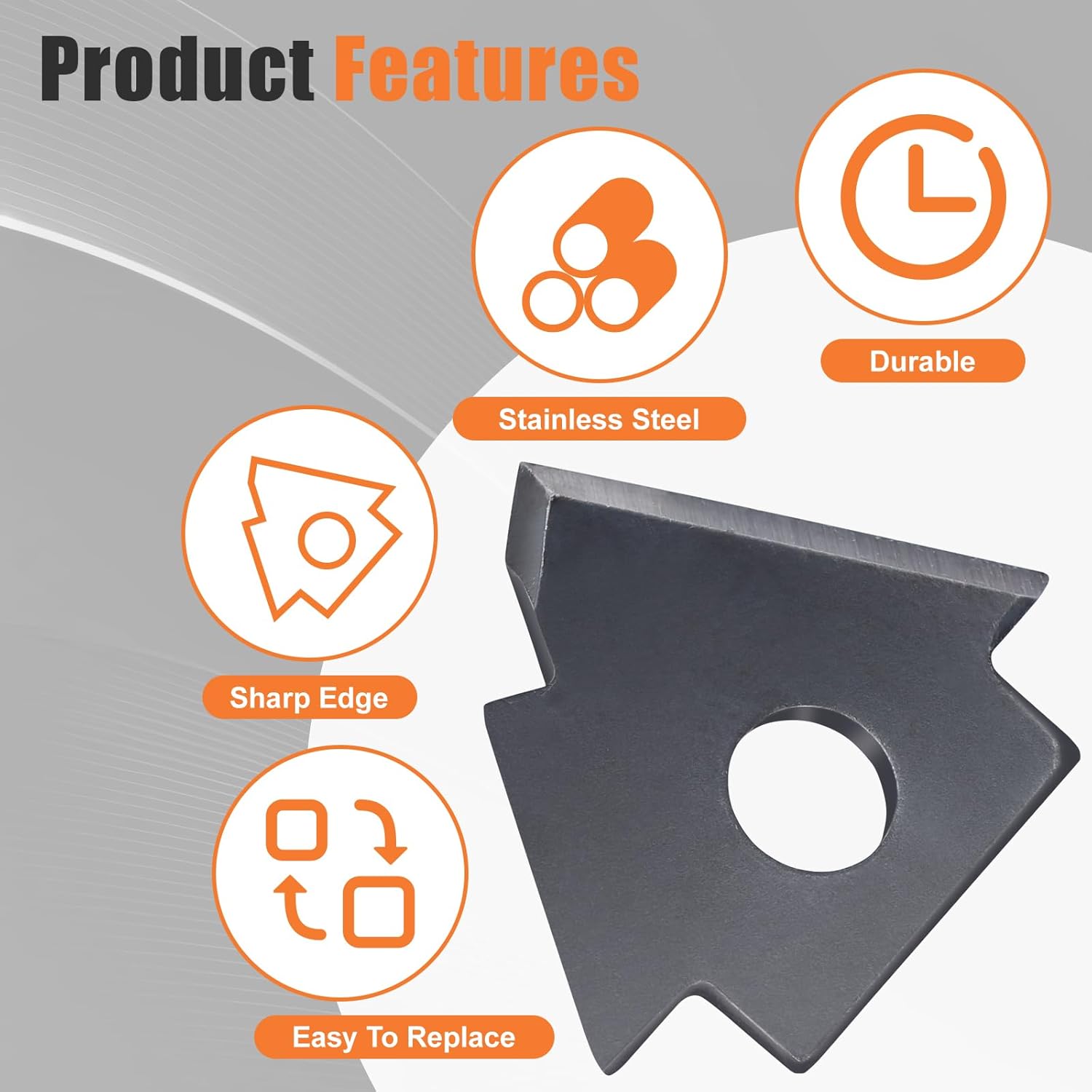 Upgraded Ice Auger Replacement Blades, Fits for 7.5” K-Drill Ice Drill Bit IDRL08 and IDRL75 Augers, Stainless Steel
