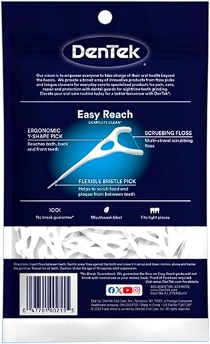 Miniatura 3 de Palillos dentales Dentek Floss Picks Limpieza Completa en la parte posterior de los dientes 75unidades paquete de 3