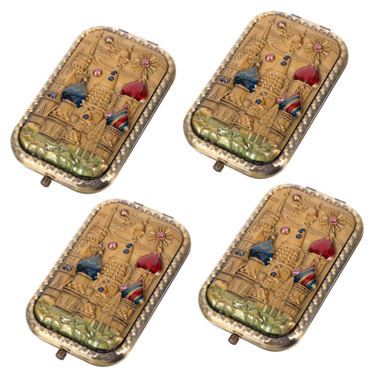 BESTYASH 4 Pezzi specchio cosmetico piccolo specchio ingrandimento mini da borsa compatto Trucco Fare specchietto pieghevole retrò tenuto in mano Metallo