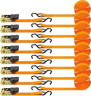 Sponsored Ad - Ratchet Tie Down Strap 8-Pack 15 Ft - 500 lbs Load Cap with 1500 lbs Breaking Limit, Ohuhu Ratchet Tie Down...
