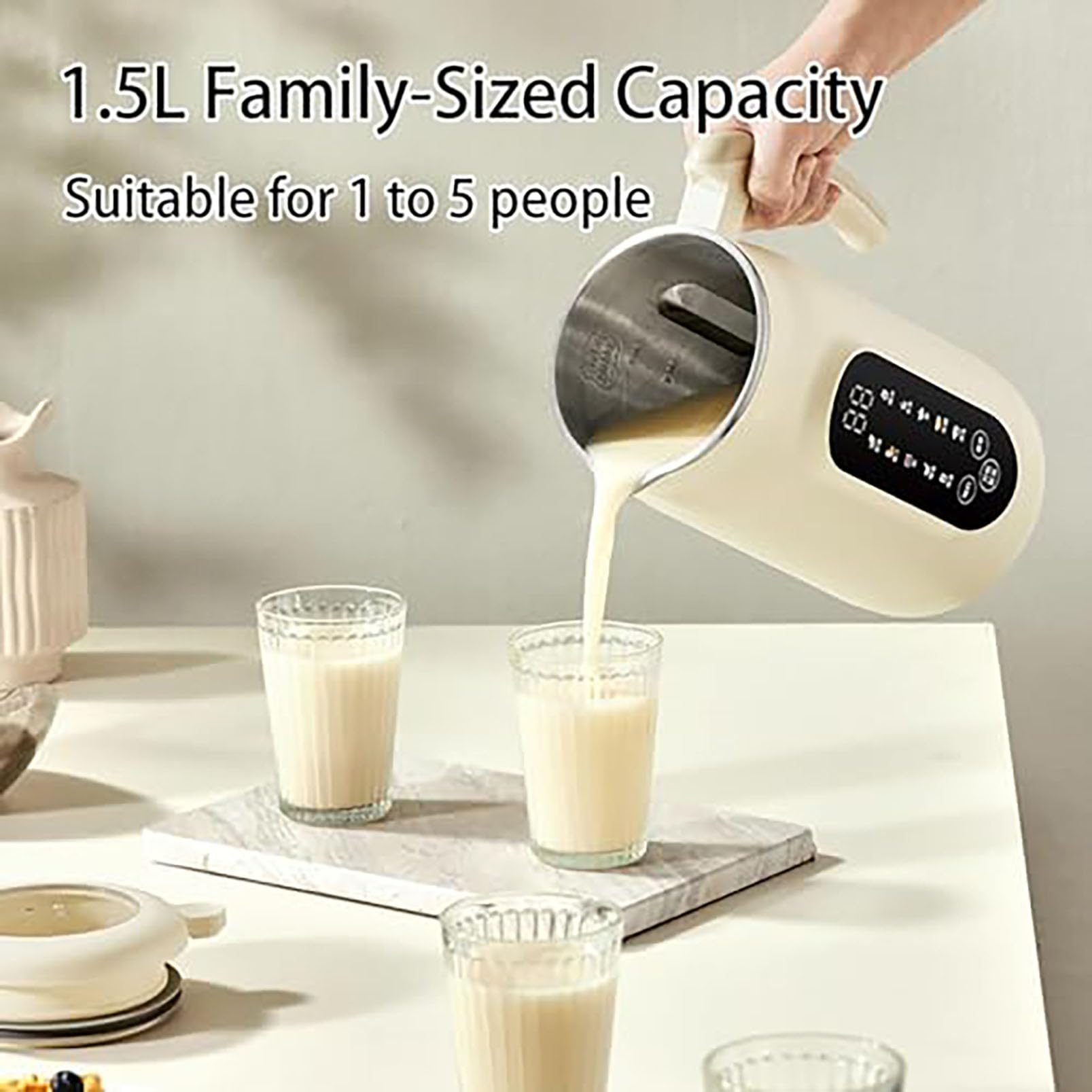 10-W-1 Maszyna Do Mleka Orzechowego 1500ml 800W | 14 Ostrzy, Ciepłe I Zimne, Timer 12H, Samoczyszczenie Do Mleka Roślinnego(white)