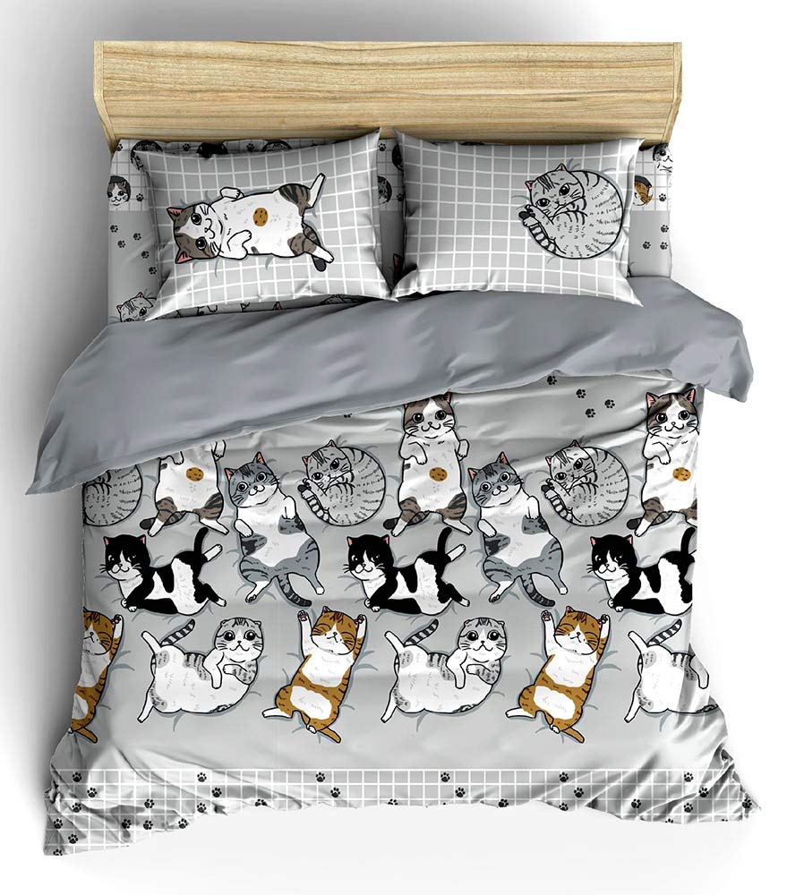 Tamegems BeddingCute Cat Kitten Collection Comforter ONLY Set CB (Gray 078, Comforter only 90"x100")