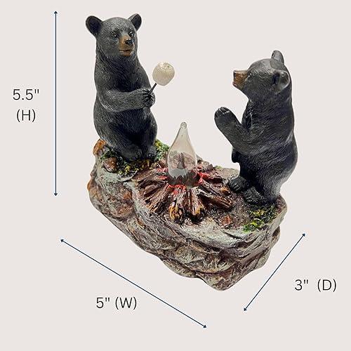 Miniatura 2 de BestGiftEver Lámpara de luz nocturna rústica con osos negros que asan malvavisco alrededor de una fogata, perfecta para decoración de cabaña