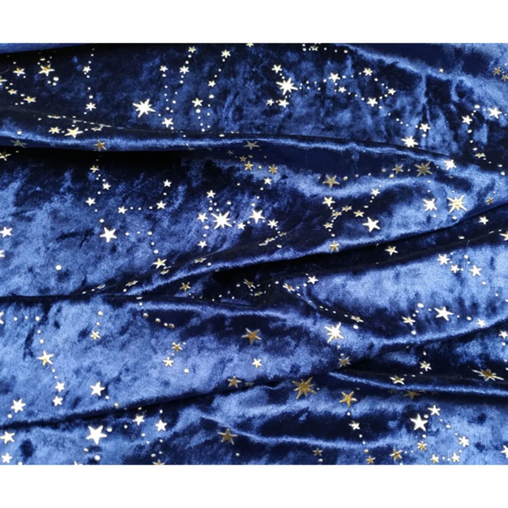 JEEIJ 100×140CM Gold Velvet Diamond Star Bronzing Fabric For Dress Elastic Force Thin Soft DIY Quilting Handmade Flannel Patchwork (Color : Blue, Size : 100cmX140cm)