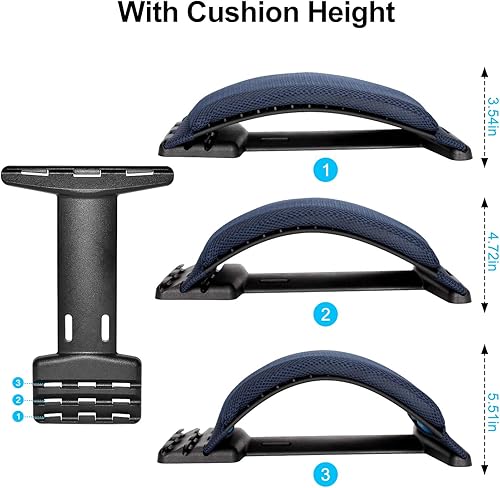 Miniatura 8 de Dispositivo de estiramiento de espalda de varios niveles con cojín de espuma viscoelástica, masajeador de espalda, soporte lumbar, terapia