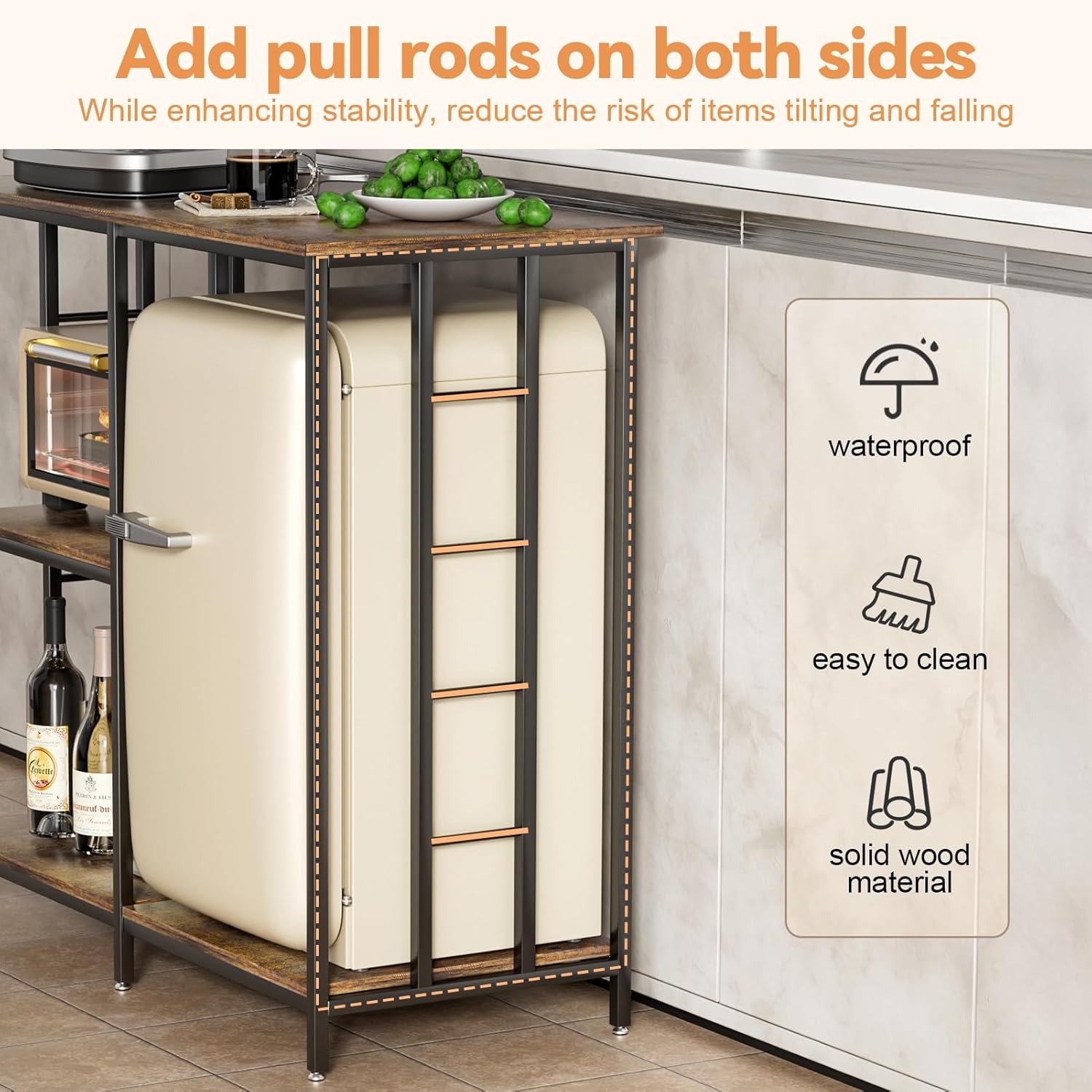 Baker's Rack | 4-Tier Microwave Oven Stand Table | Mini Fridge Stand with 42" Tall,Storage Shelves | Adjustable Shelves Freestadning for Kitchen,Living Room,Office,Patio Black