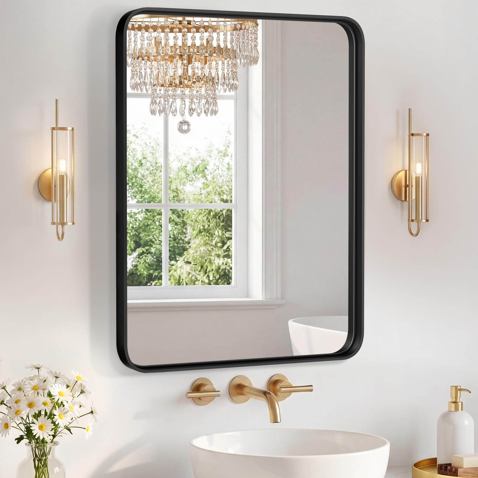 Sweetcrispy Bathroom Mirror 30x24 Inch, Vanity Mirror for Wall