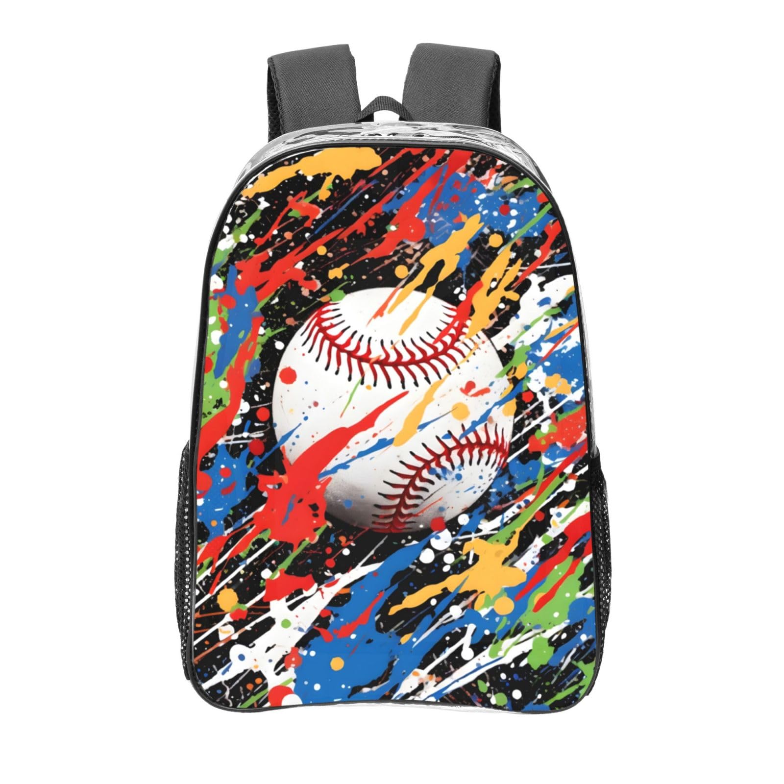 AYCZN Colored Splashes Baseball Clear Backpack Heavy Duty PVC Transparent Backpacks for Stadium Events Sport Ball Clear Bag for Women Men