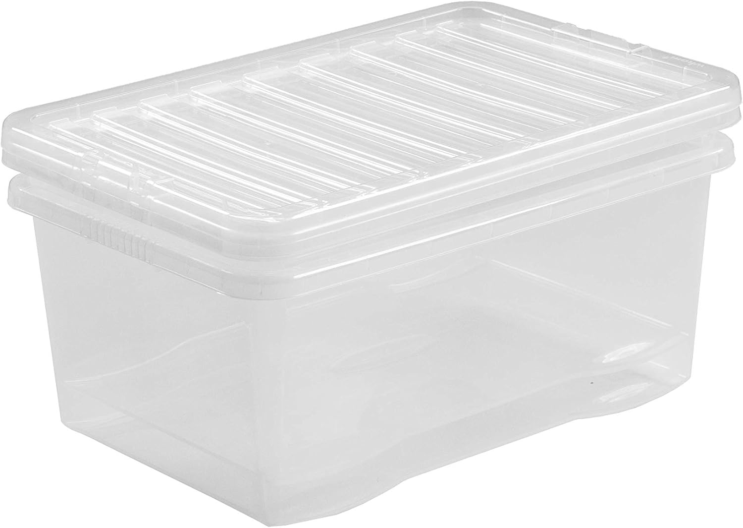 [Pack of 5] Home Office Clear Plastic Stackable Storage Boxes & Lids (45 Litre) Amazon.co.uk