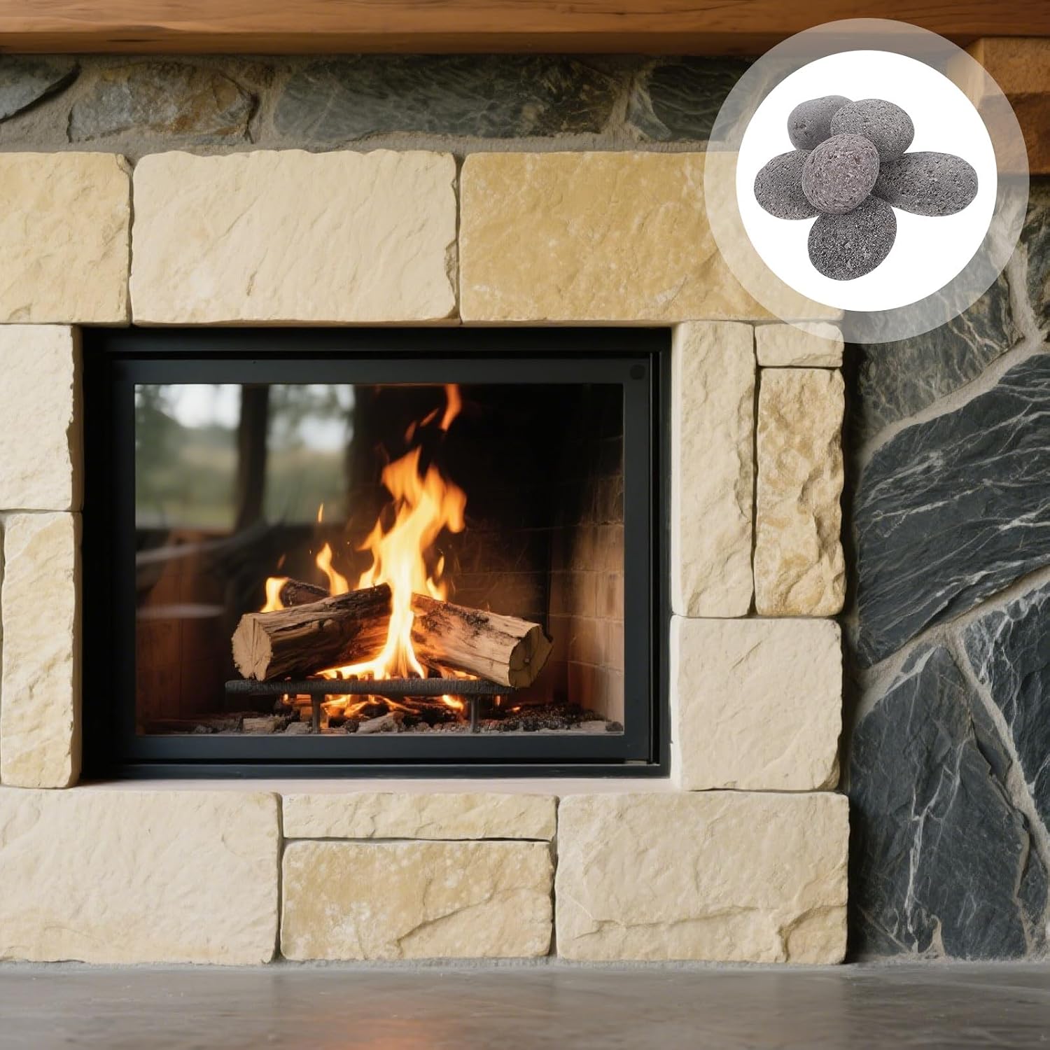 BESPORTBLE Volcanic Fire Pit Stones and Natural Lava Rocks for Outdoor Patio Heater and Indoor Fireplace Reusable 1kg Bag of 5-8cm Fire Pebbles Fireplace Media for BBQ