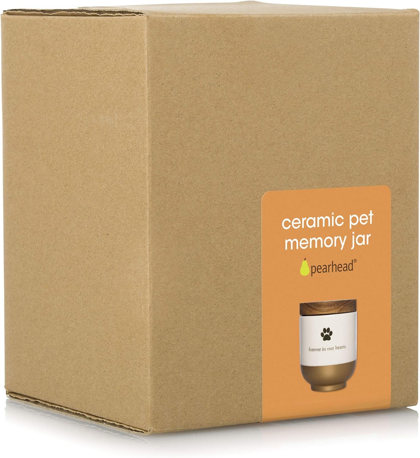 Pearhead Urna de cerámica para Mascotas para Siempre en Nuestros Corazones, Conmemorativa para Mascotas, urna Dorada para Mascotas, Conmemorativa para Perro o Gato