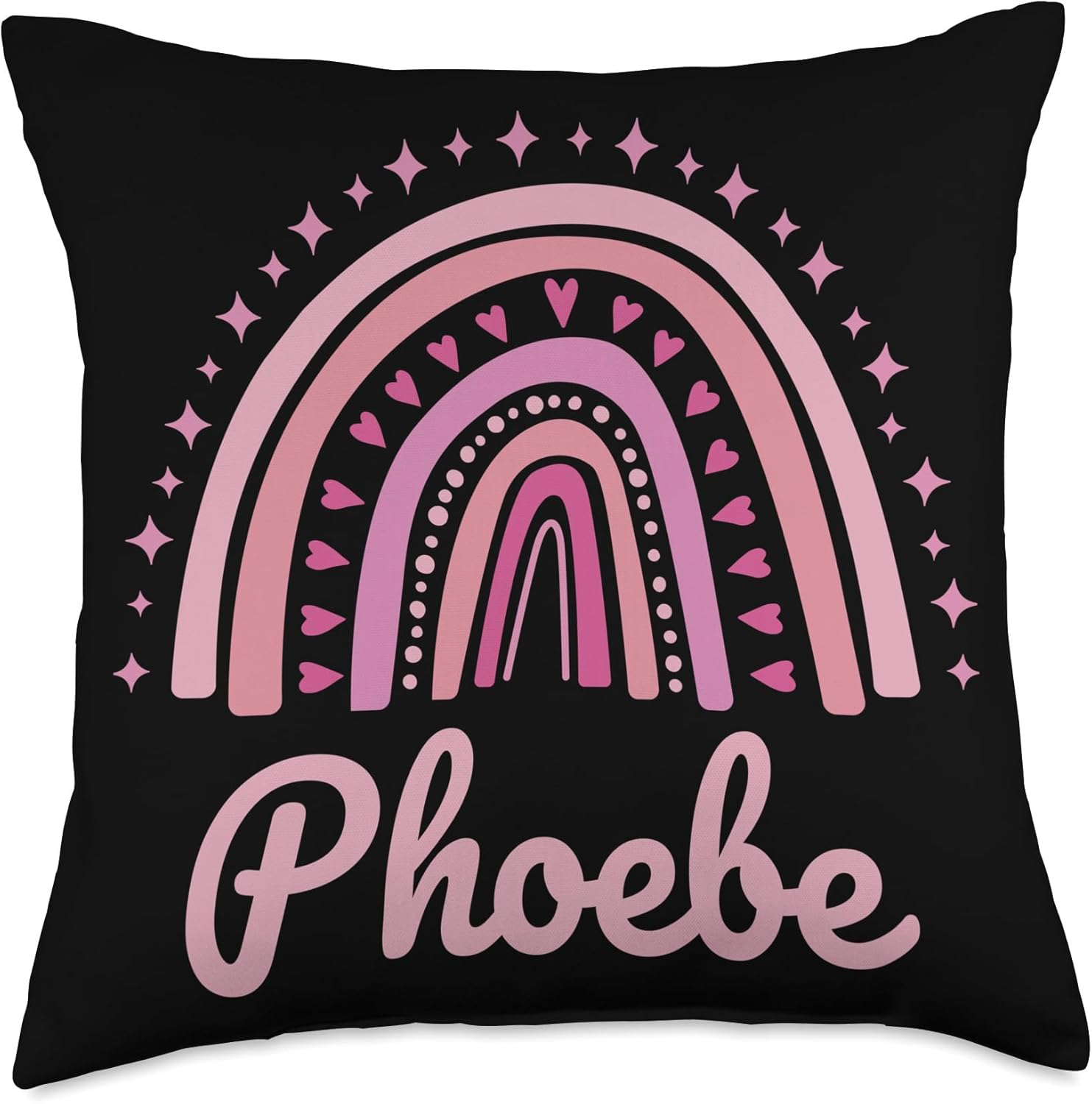 Phoebe Name Personalized Funny Women Pink Rainbow Phoebe Throw Pillow