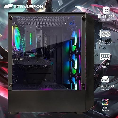 Miniatura 3 de STGAubron Computadora de escritorio para computadora para juegos, Intel Core i5-13400F de 13 generación hasta 4.6G, GeForce RTX 3050 6G, 16G DDR4,