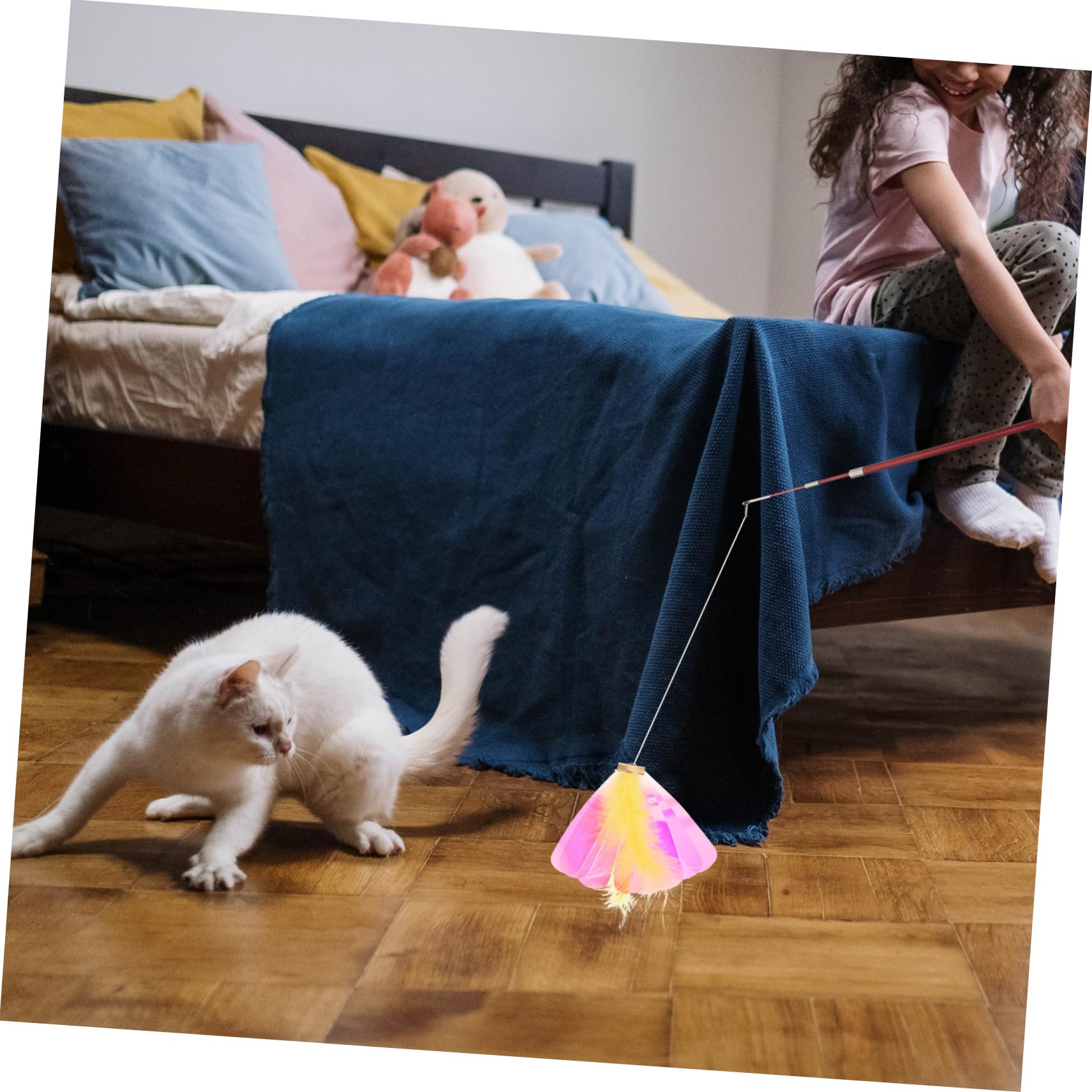 Milisten 24stücke Katzenangel Ersatzset Teiliges Katzenspielzeug Mit Bunten Federn Und Glitzer Interaktives Spielzeug Aktivität Und Neugierde Von Katzen Leicht Und Flexibel Für