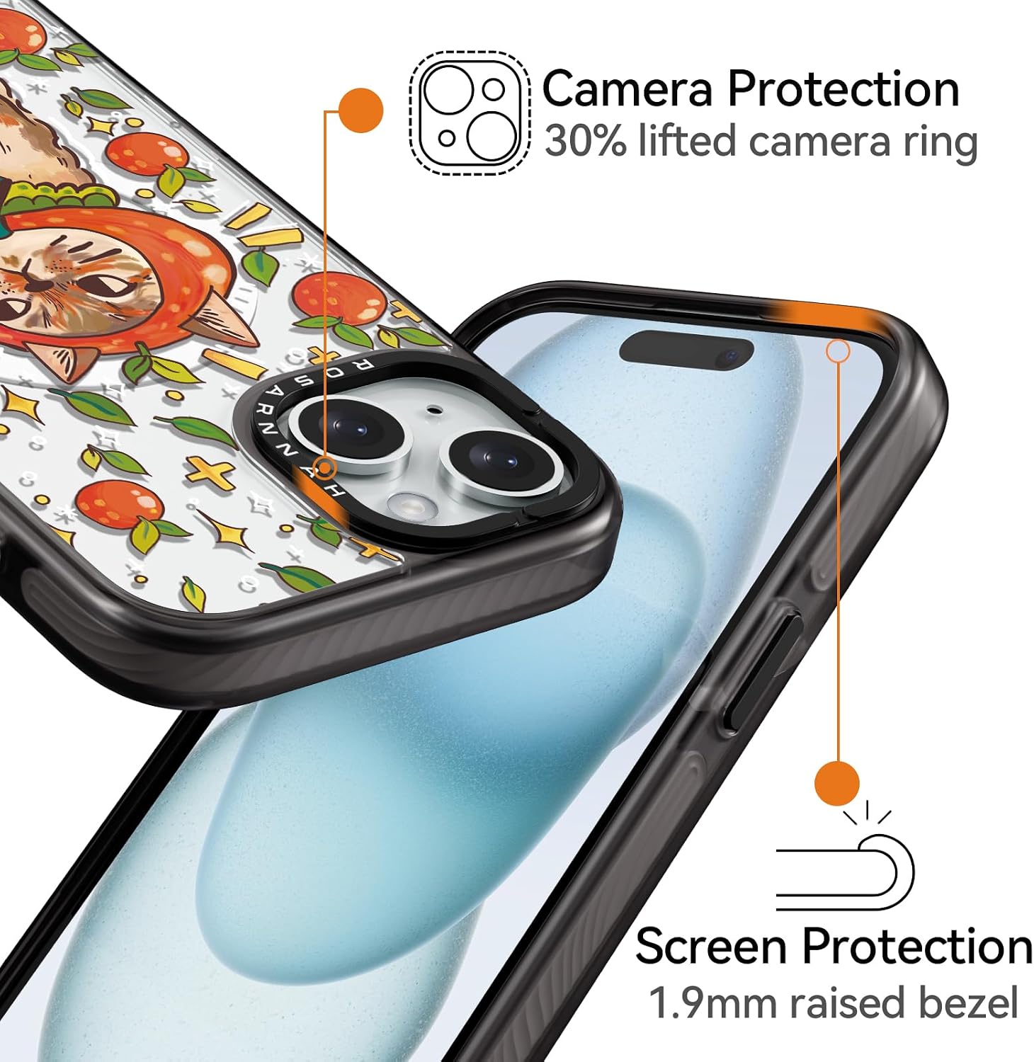 Magnetic for iPhone 15 Magsafe Case Cute Aesthetic - Durable Shockproof 6.6 ft Drop Impact Phone Case Cover with Funny Fashion Kitty Cat 6.1" Black