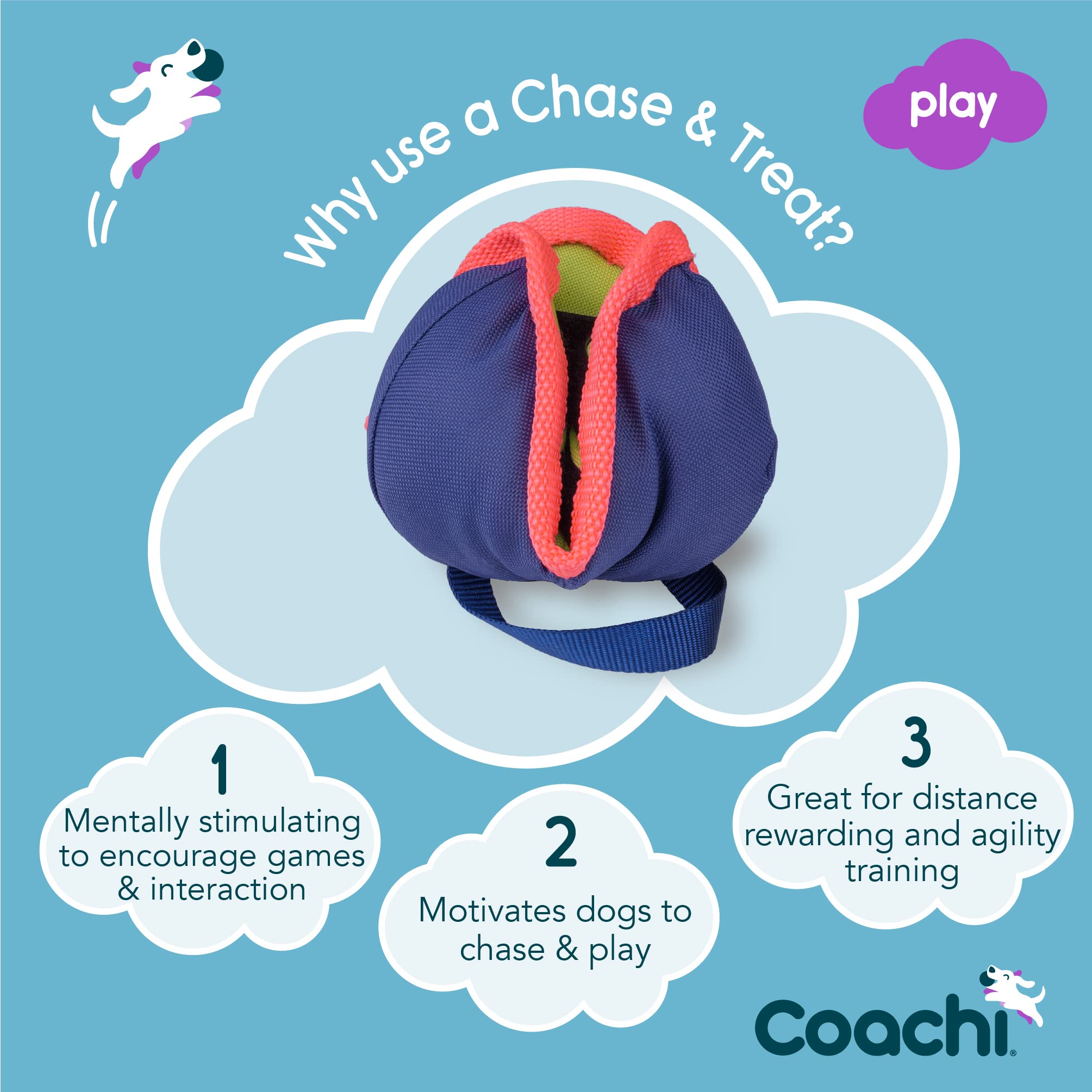 Coachi Chase & Treat, Great for Play & Chase, Agility & Distance Training, Encourages Interaction, Good for Motivating, Distance Reward Training & Encouraging Retrieval. Suitable for Dogs & Puppies