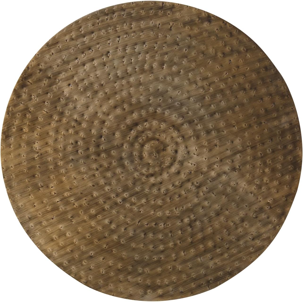 copper end table styled in living room