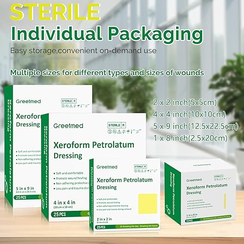 Miniatura 5 de Xeroform Apósito de Petrolato 1"x8" Almohadillas de Gasa de Malla Fina Antiadherente para Cuidado de Heridas, Parche de Gasa Estéril No Adherente