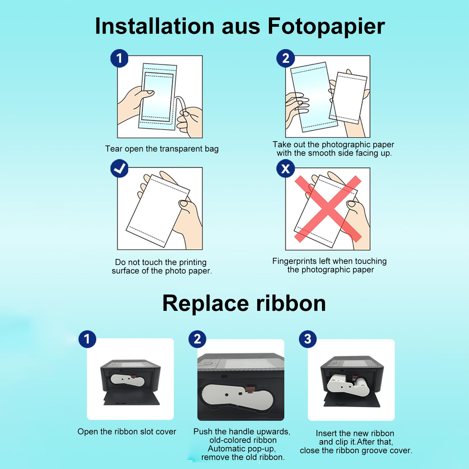 Carta fotografica lucida da 108 pezzi con 3 nastri per stampanti CP Laminazione a rapida asciugatura