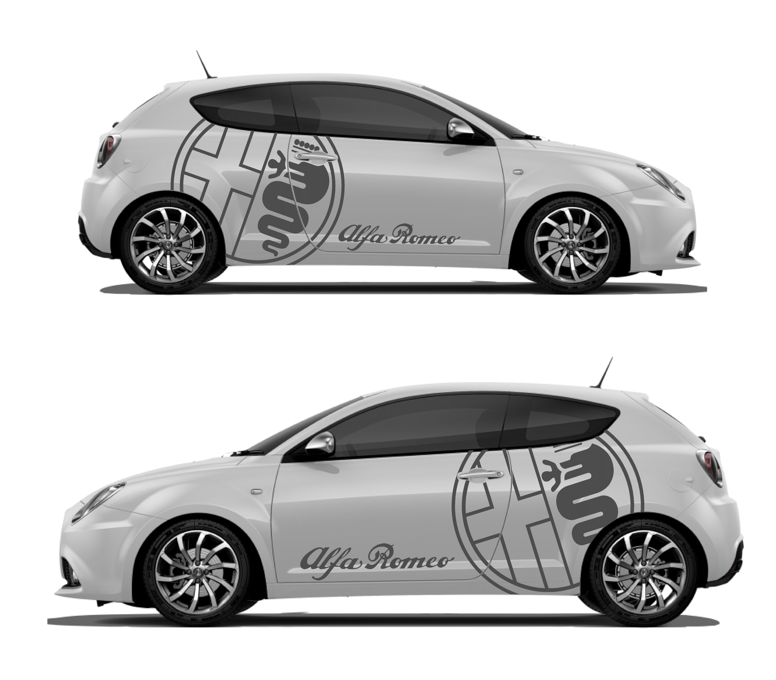 kit Grafica Adesivi Stickers laterale Worldcustom compatibile conAlfa Romeo Giulietta Mito Auto tuning (Rosso)