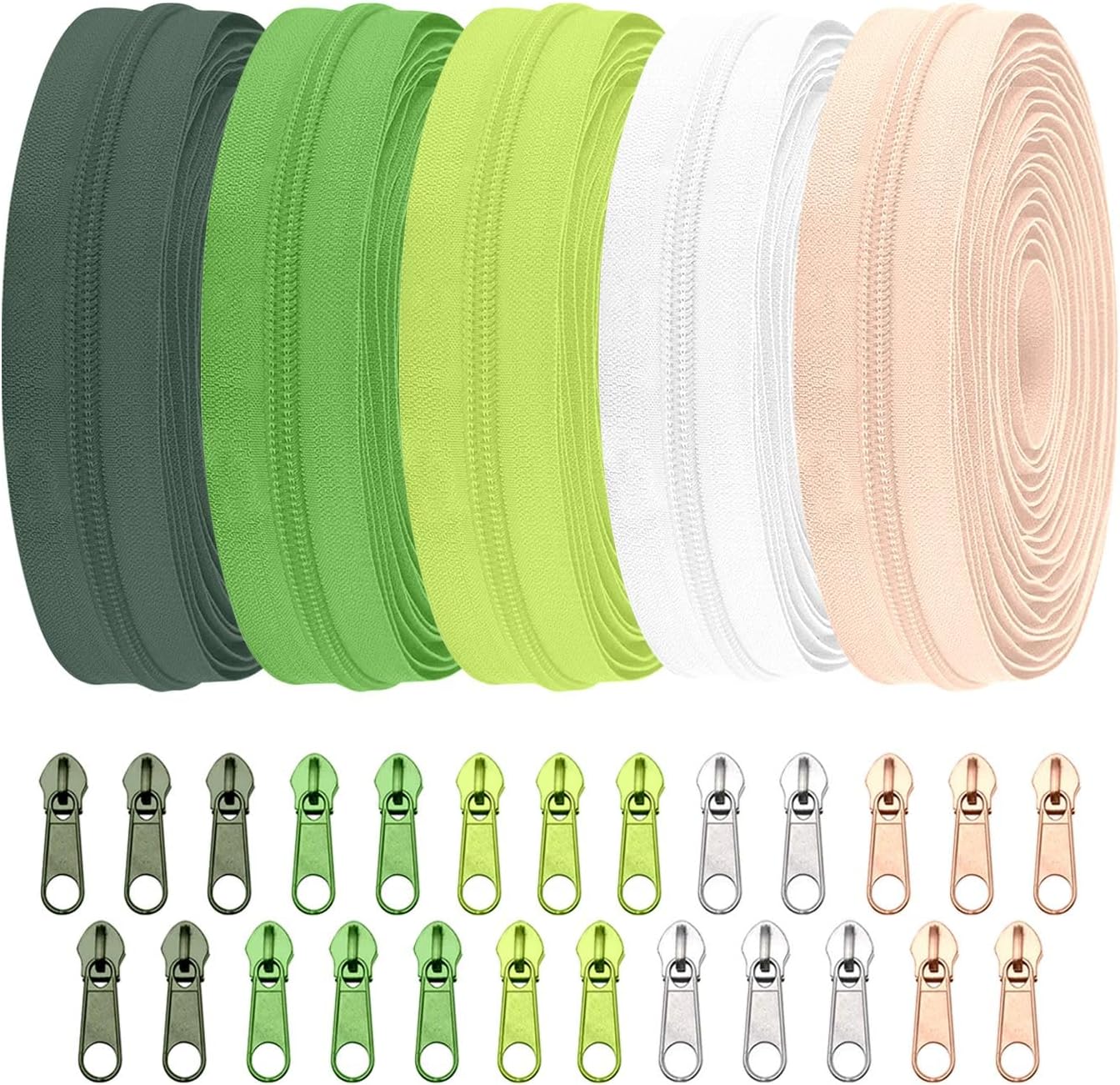 Sawoake 15 Yards Bulk Zipper – #3 Zippers with 5 Colored Sliders for Sewing & DIY projets