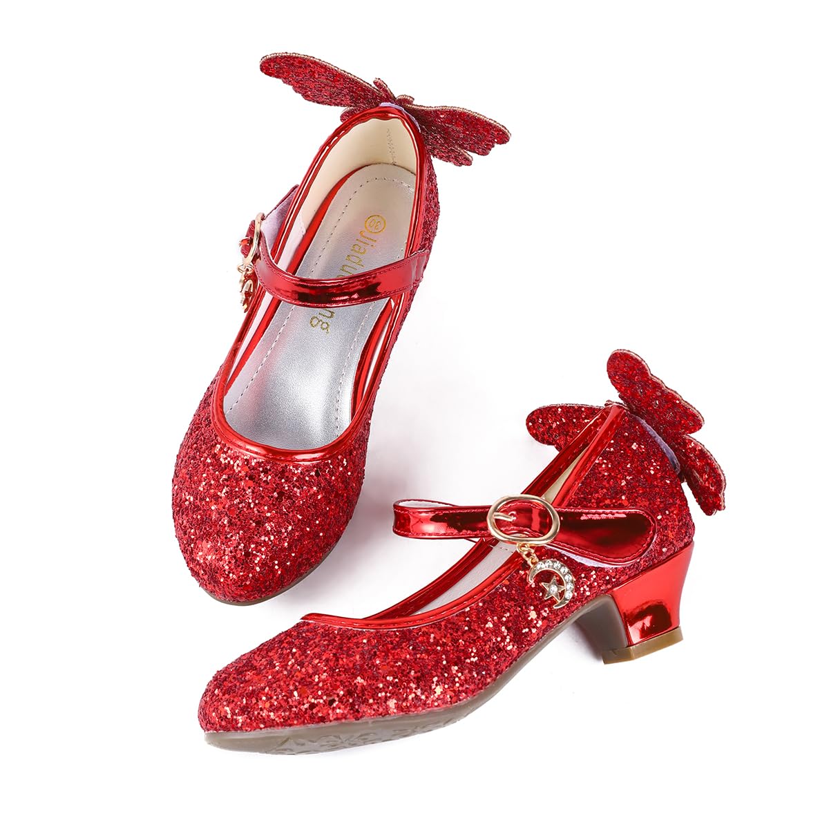 Girls Princess Shoes Sequins Sweet Bows High Heels Wedding Party Dress Shoes Dance Bright Diamond Cosplay Christmas Festival Shoes Pink Blue Purple Gold Silver — view 5