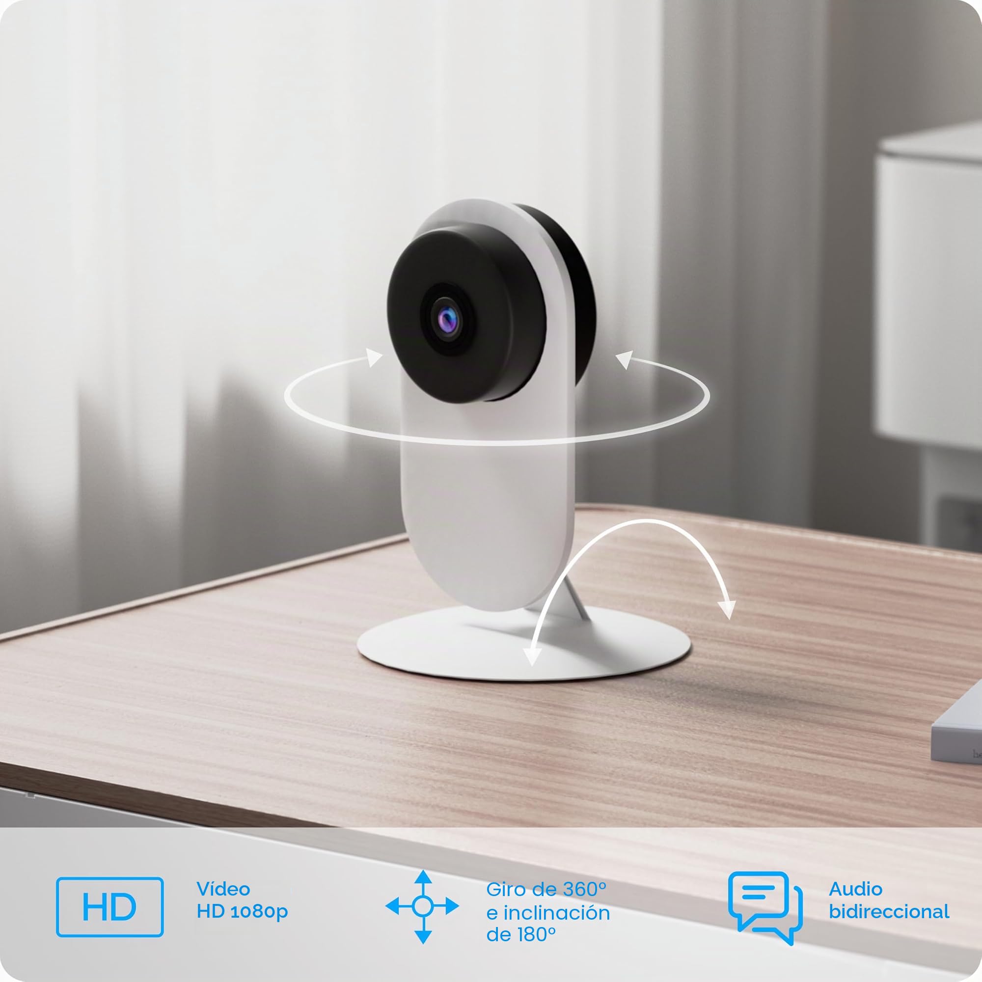 AGSHOME Cámara de vigilancia de vídeo Inteligente WiFi con vídeo HD 1080p | detección de movimiento, audio bidireccional, instalación fácil y funciona con alarma inalámbrica
