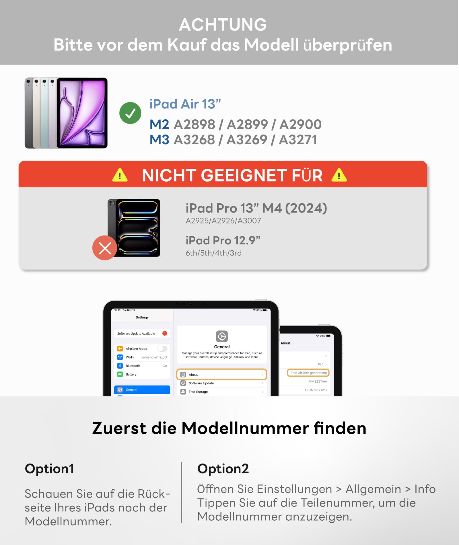 eip Bluetooth-Tastaturhülle für iPad Air 13" M3 (2025) / M2 (2024), magnetisch abnehmbar mit Trackpad, 7-farbig beleuchtete Tasten, Stylus-Shortcuts, schlankes Schutz-Design, kabellos