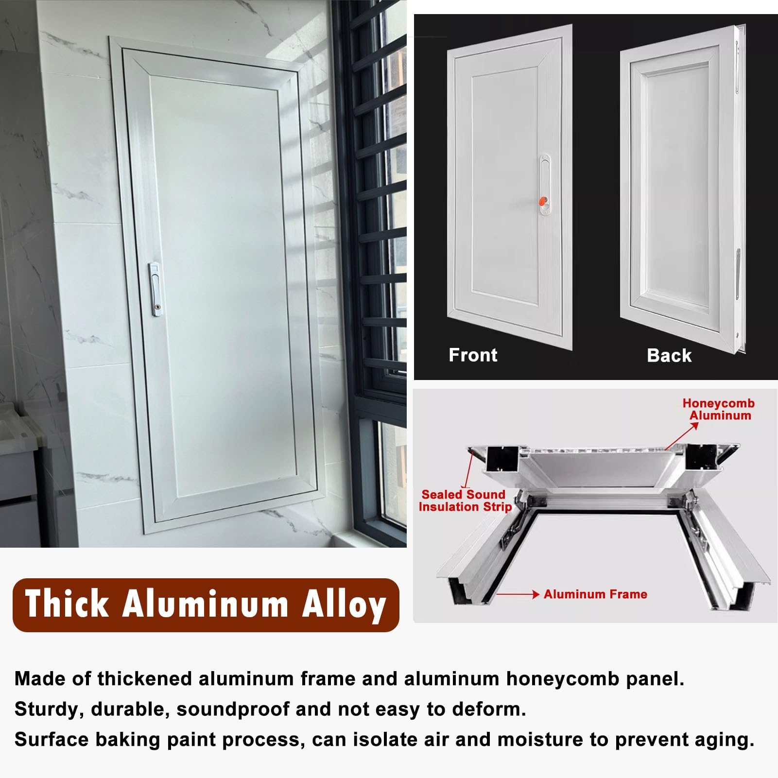 Revisionsklappe Trockenbau Akustische Wand-Revisionsklappe mit Lamellen, Schalldämmende Inspektionstür aus Aluminiumlegierung für HVAC, Sanitär(White,18x36in(46x91cm))