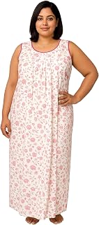 Manvicare Light Weight (180 Grams) & Sleeveless Cotton Nightgown Specially for Scorching Heat of Summers Cream and Pink Price In India