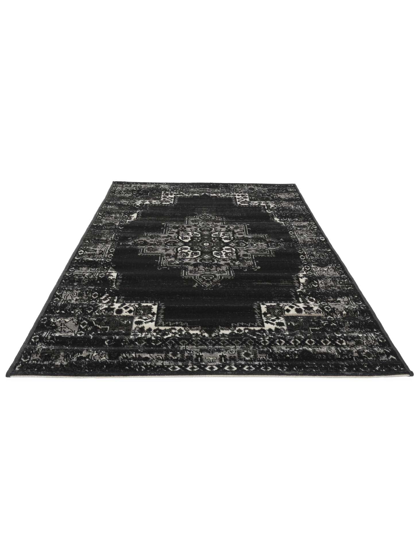 RugVista Vintage Vega, Tapis, Vintage, 300 x 400 cm, Rectangulaire, Poil Ras, Salle de séjour, à Manger, Chambre, Cuisine, Nettoyage Sec Seulement, Oeko_tex_100, Noir